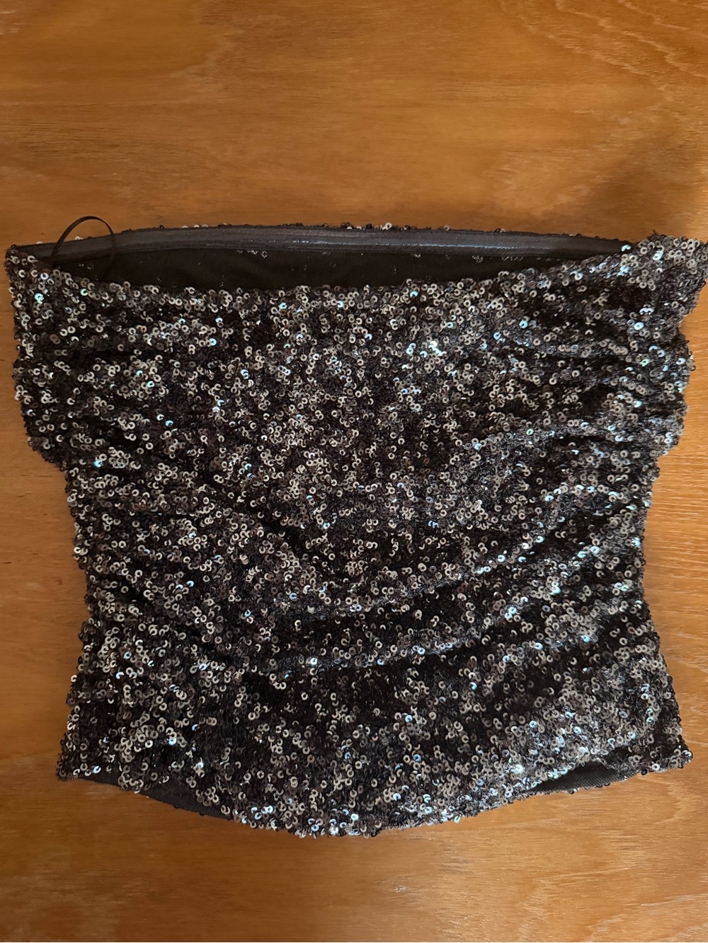 Copper Sequin Strapless Crop Top - Picture 2 of 6